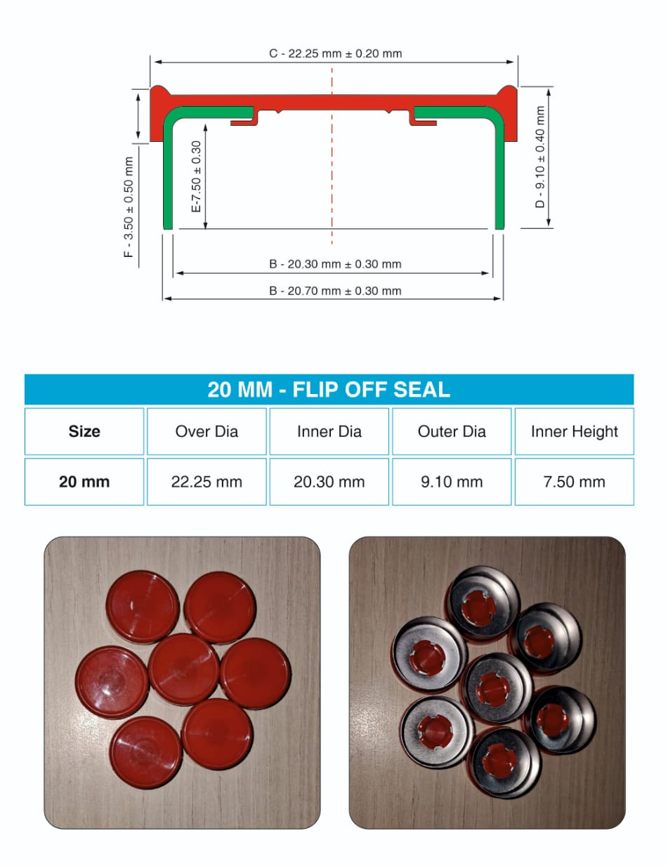 20 mm red flip-off seal samples